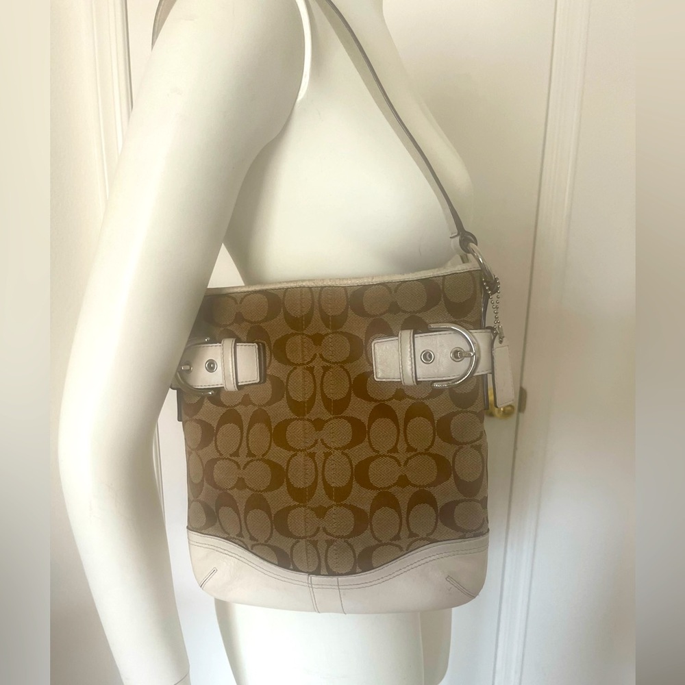 Vintage Coach Willis 3577 Leather & Canvas Elegant Shoulder Bag